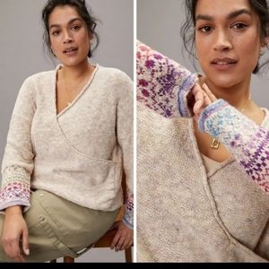 Pilcro Anthropologie Drew Surplice Faux Wrap Sweater